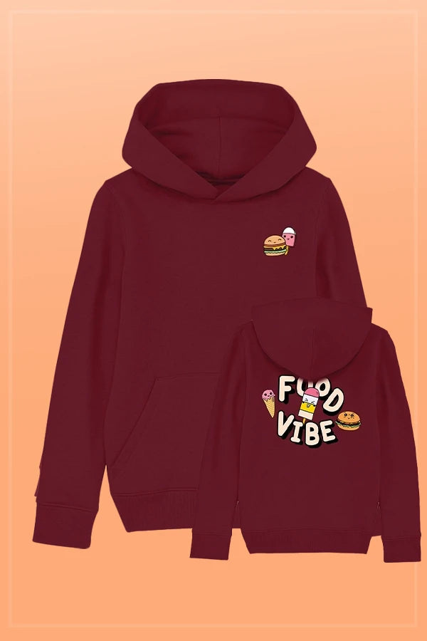Food Vibe Hoodie Kids burgundy