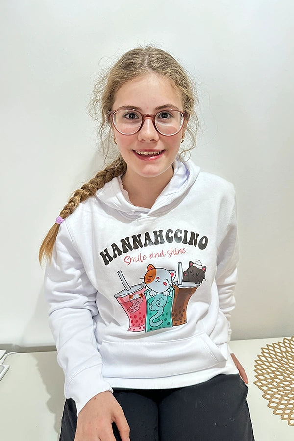 Hannahccino Cat Hoodie White