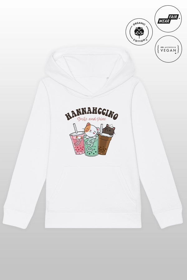 Hannahccino Cat Kids Hoodie White