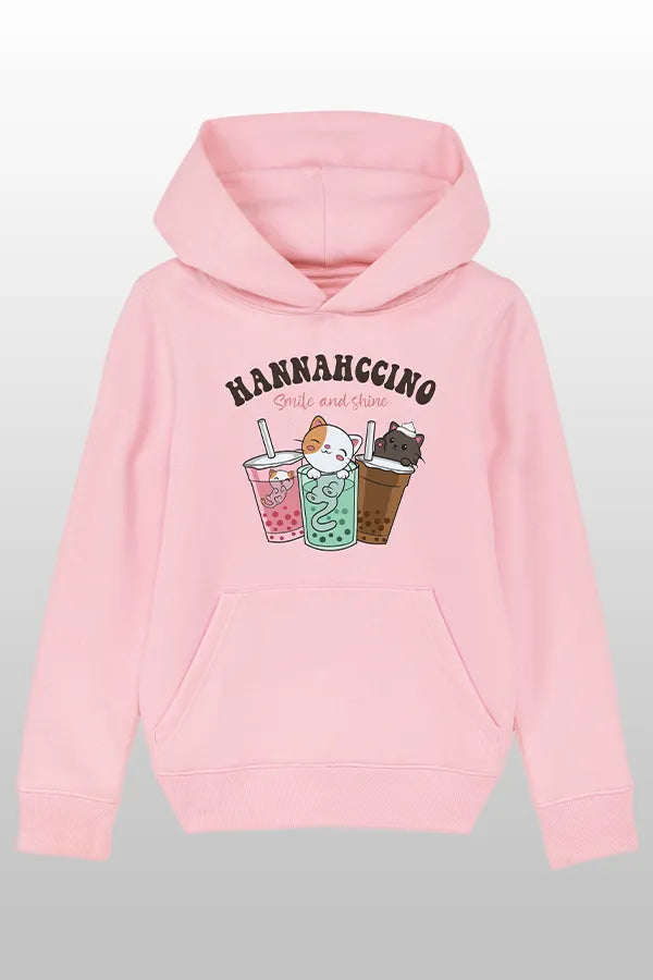 Hannahccino Cat Kids Hoodie Pink