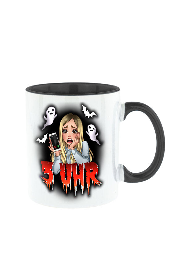 3 Uhr Bi-Color Tasse schwarz
