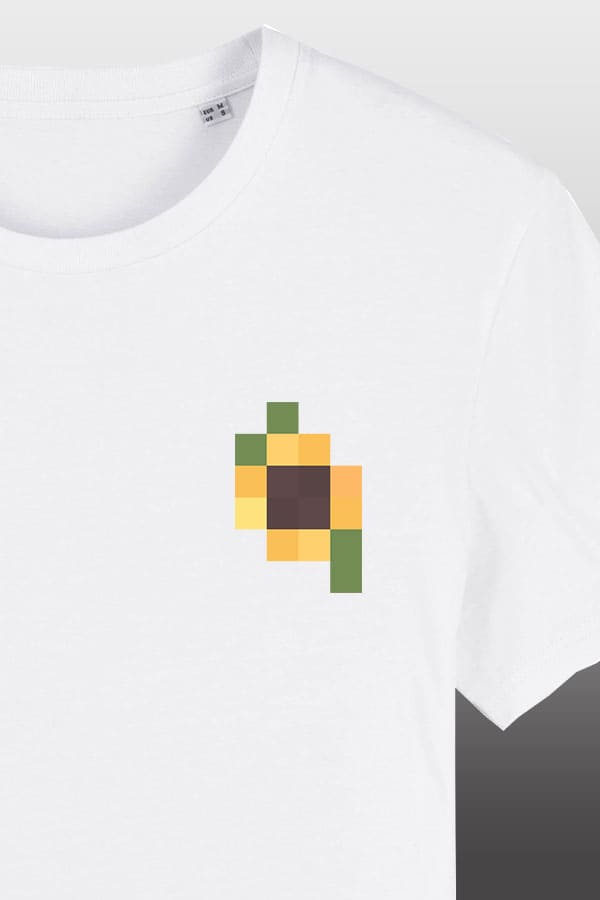 Caravas Pixelsonnenblumen Shirt white