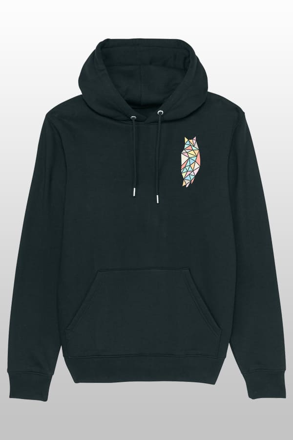 Geometric Owl Hoodie Black
